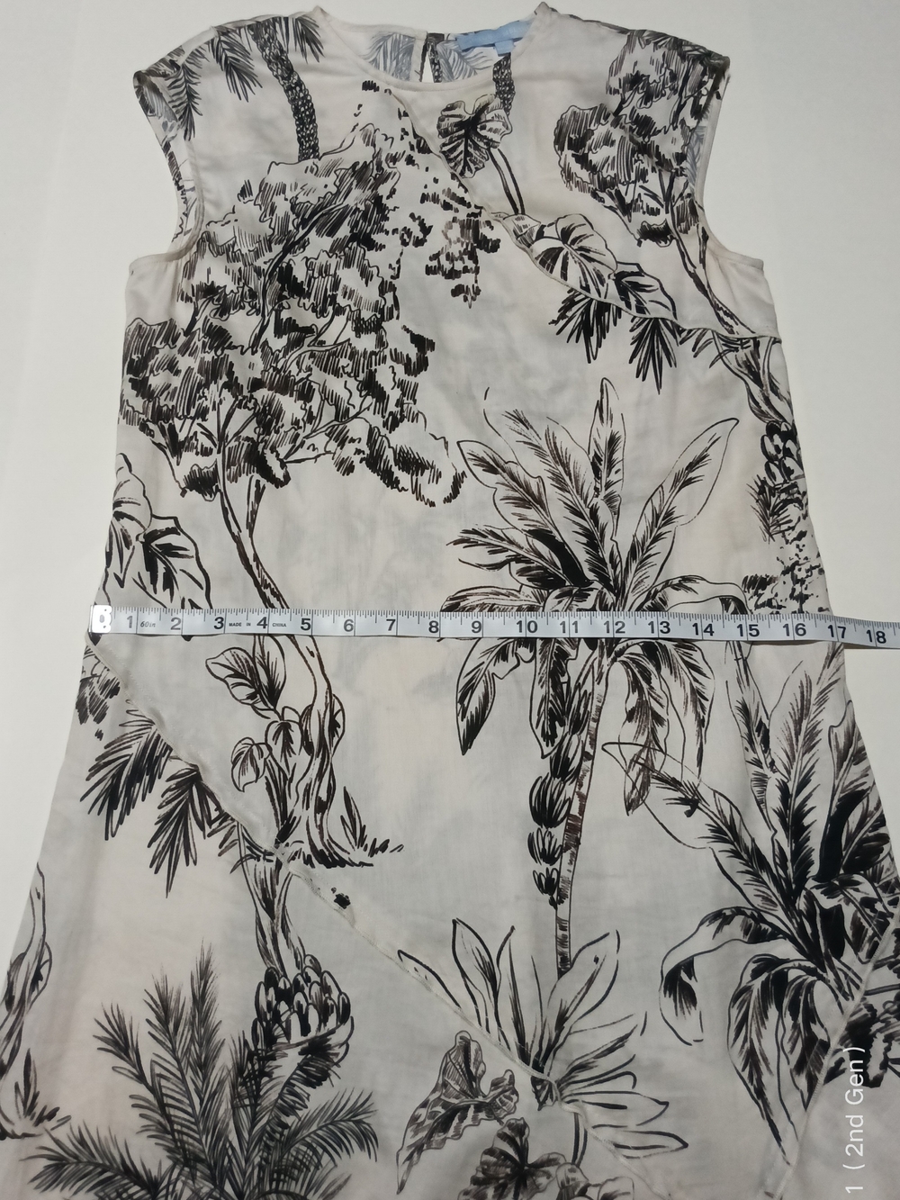 Antonio Melani Tessa Toile Palm Tree High-Low Asymmetric Midi Dress Size 2 - Picture 8 of 11